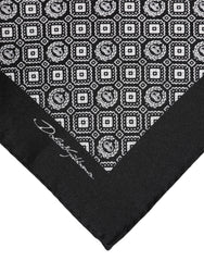 Dolce & Gabbana Black White Patterned Square Foulard Scarf
