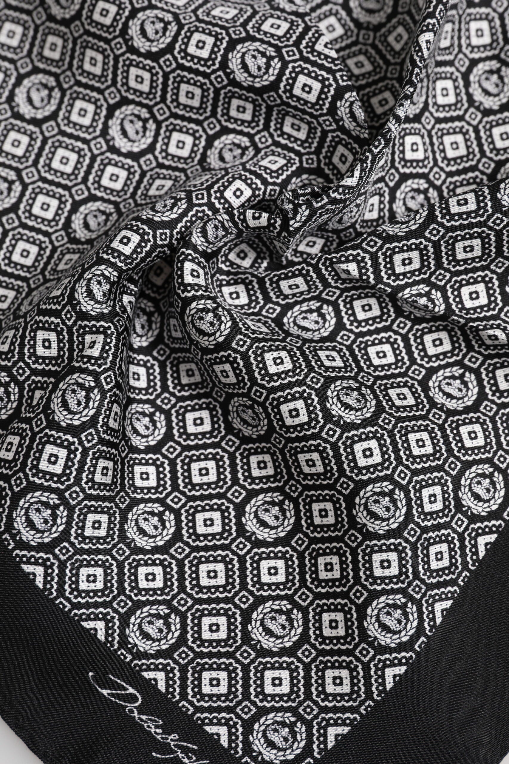 Dolce & Gabbana Black White Patterned Square Foulard Scarf