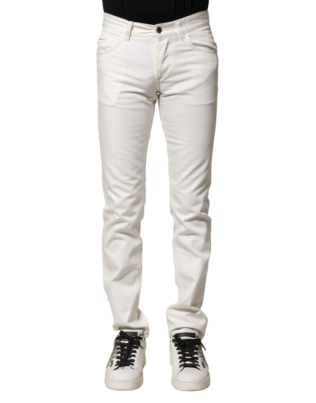 Dolce & Gabbana White Cotton Skinny Men Denim Jeans