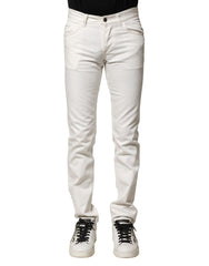 Dolce & Gabbana White Cotton Skinny Men Denim Jeans