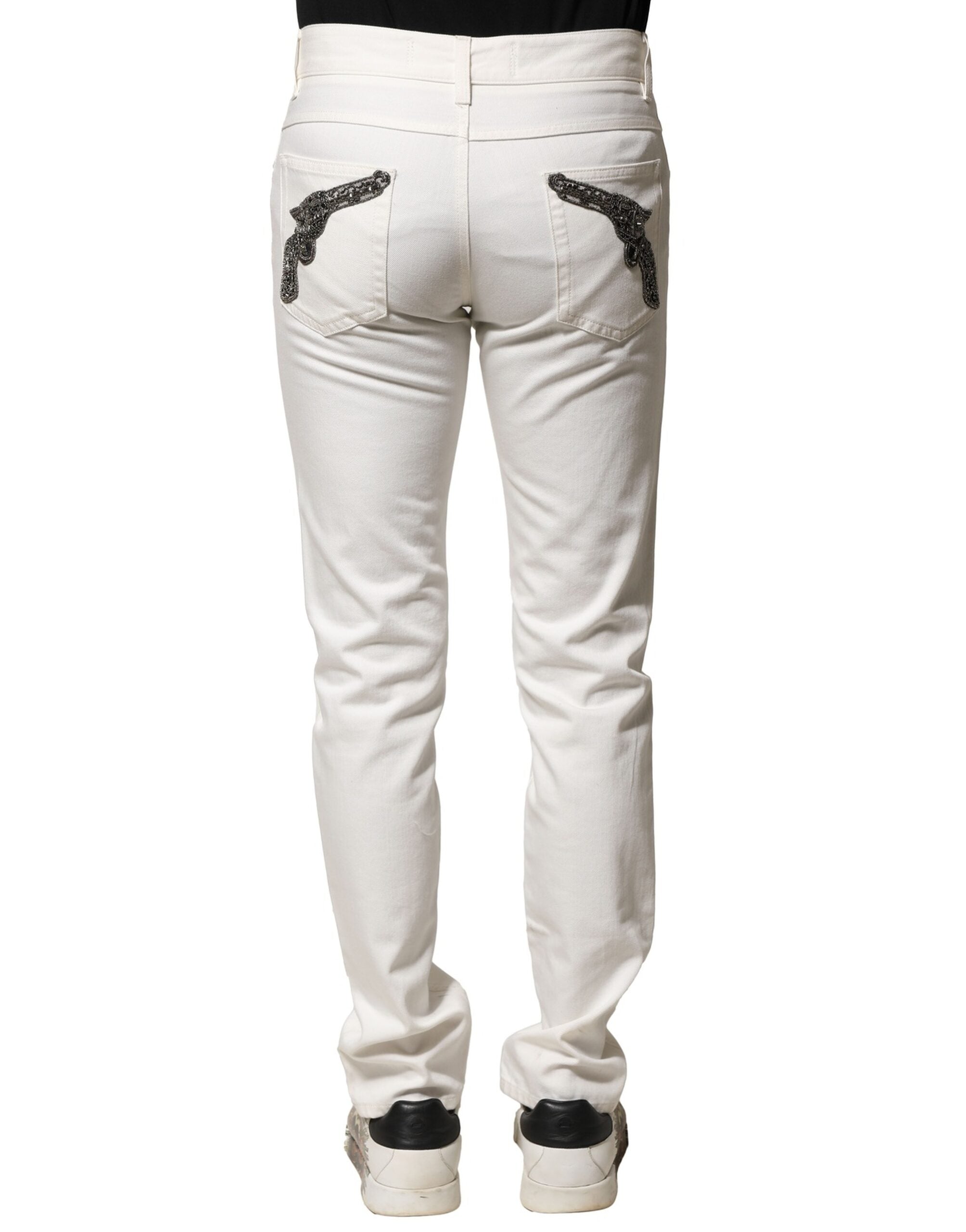 Dolce & Gabbana White Cotton Skinny Men Denim Jeans