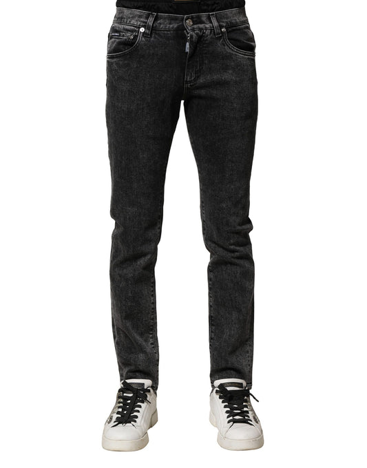 Dolce &amp; Gabbana svarta tvättade denimjeans med dubbel midja