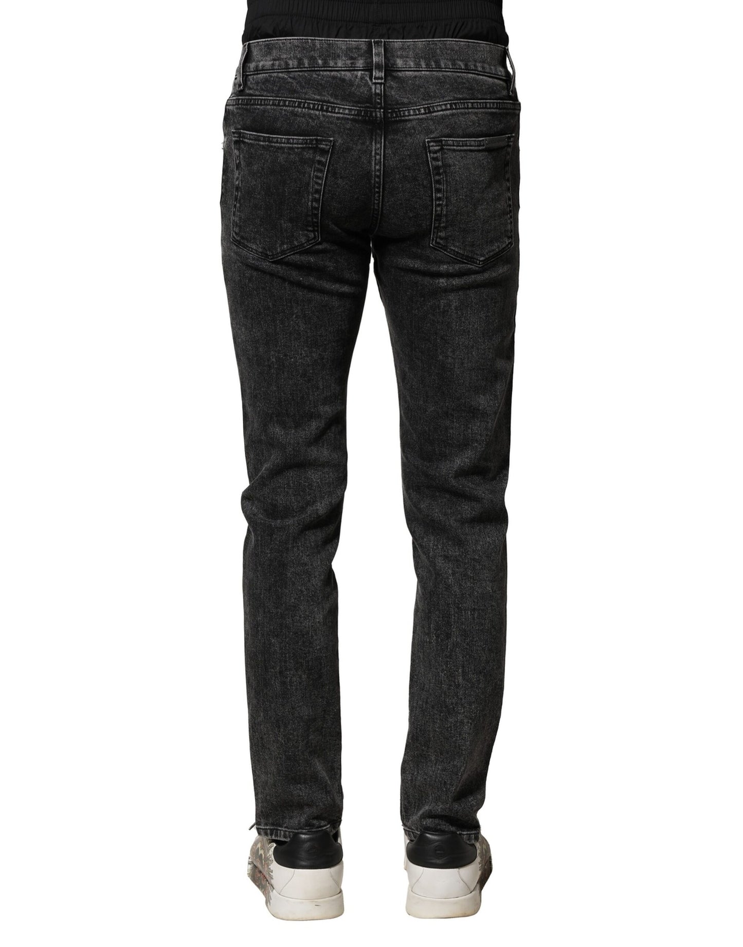 Dolce &amp; Gabbana svarta tvättade denimjeans med dubbel midja