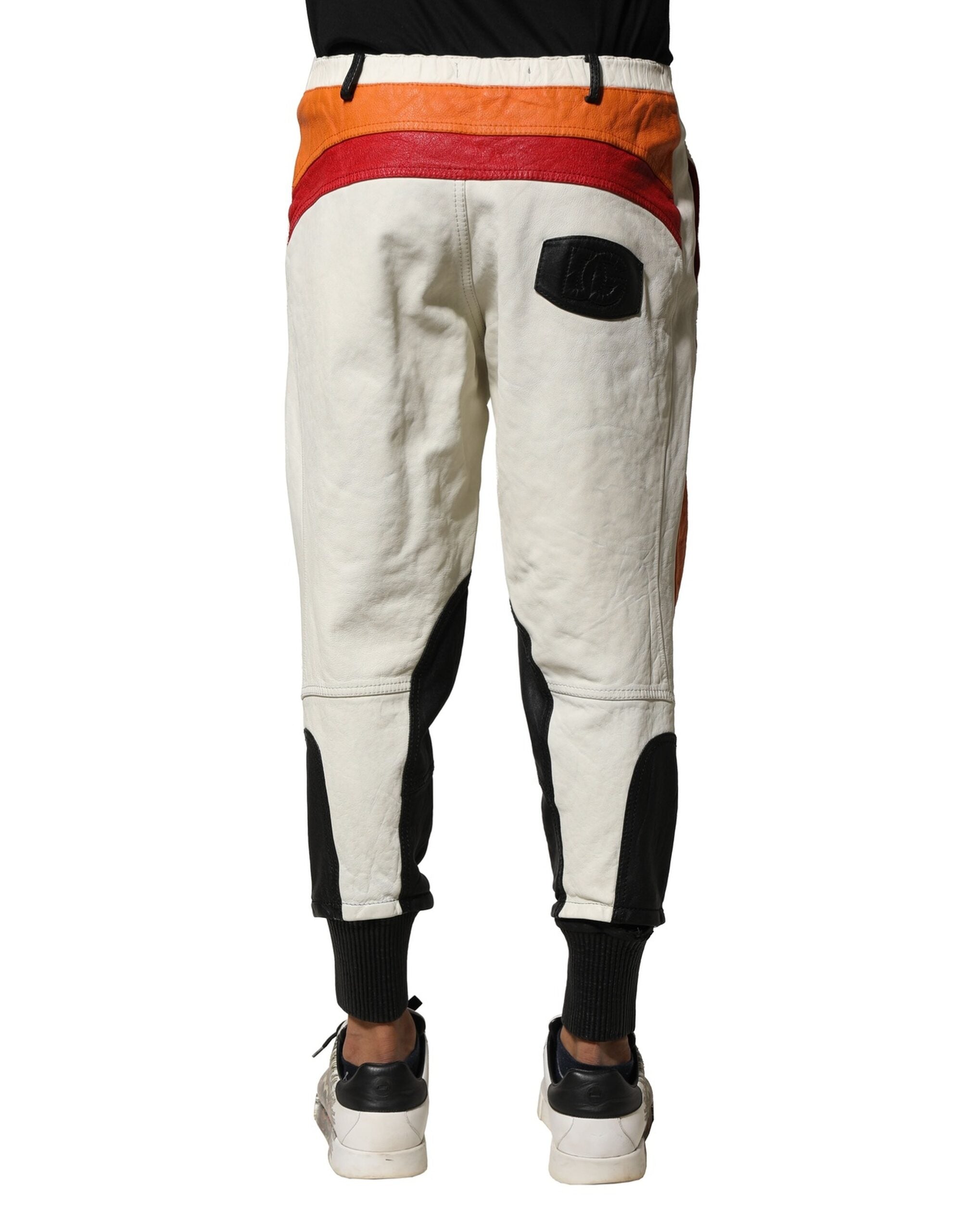 Dolce & Gabbana Multicolor Lambskin Tapered Men Pants