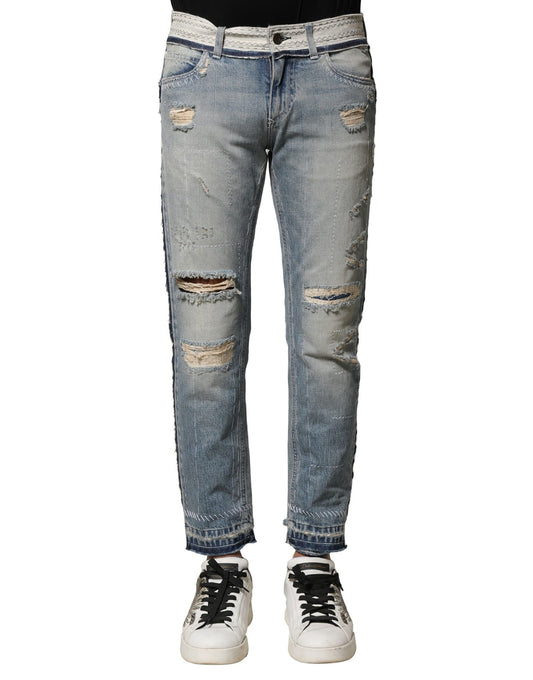 Dolce &amp; Gabbana Lyseblå Fillete Straight Menn Denim Jeans