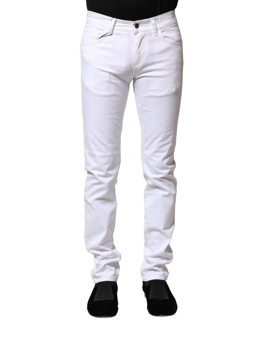Dolce &amp; Gabbana hvite bomulls skinny herrejeans