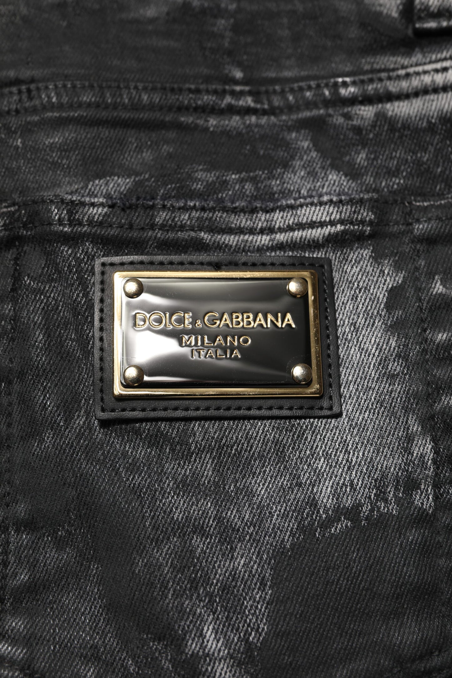 Dolce &amp; Gabbana svarta tvättade utsmyckade skinny denimjeans