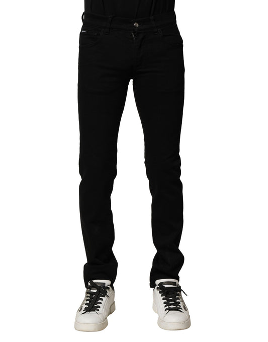 Dolce &amp; Gabbana svarte bomullsstretch skinny herrejeans