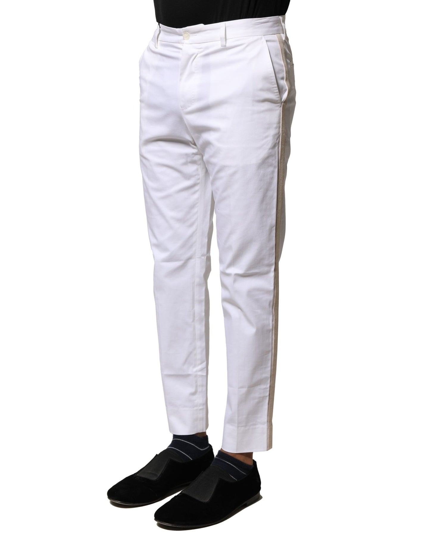 Dolce &amp; Gabbana Vita Bomulls Raka Logo Herrbyxor