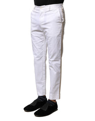 Dolce & Gabbana White Cotton Straight Logo Men Pants