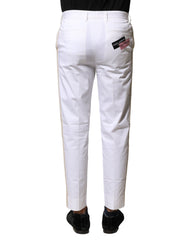 Dolce & Gabbana White Cotton Straight Logo Men Pants