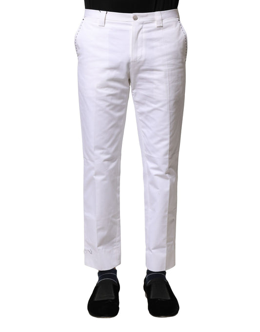 Dolce &amp; Gabbana hvite bomulls rette logo herrebukser