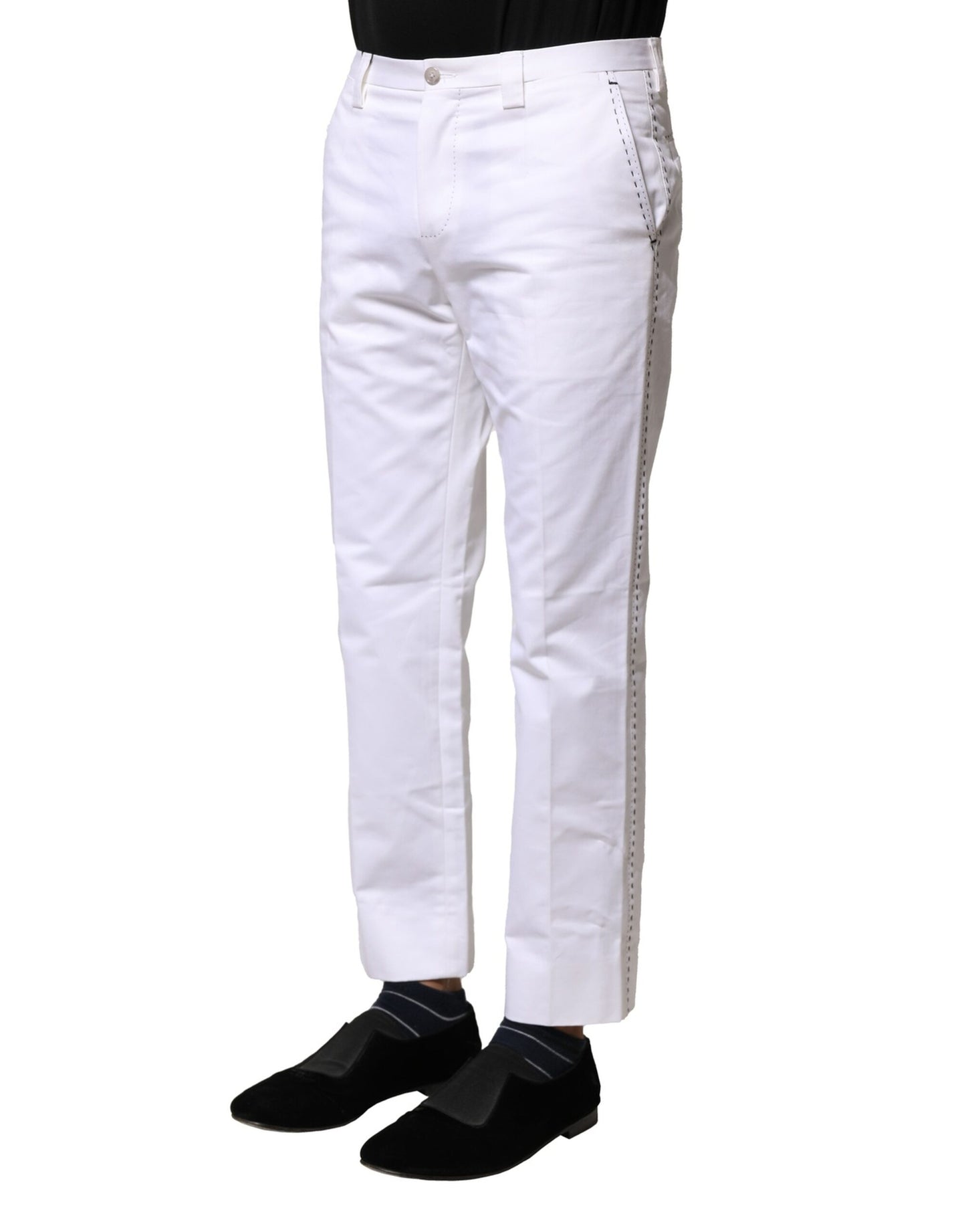 Dolce &amp; Gabbana Vita Bomulls Raka Logo Herrbyxor