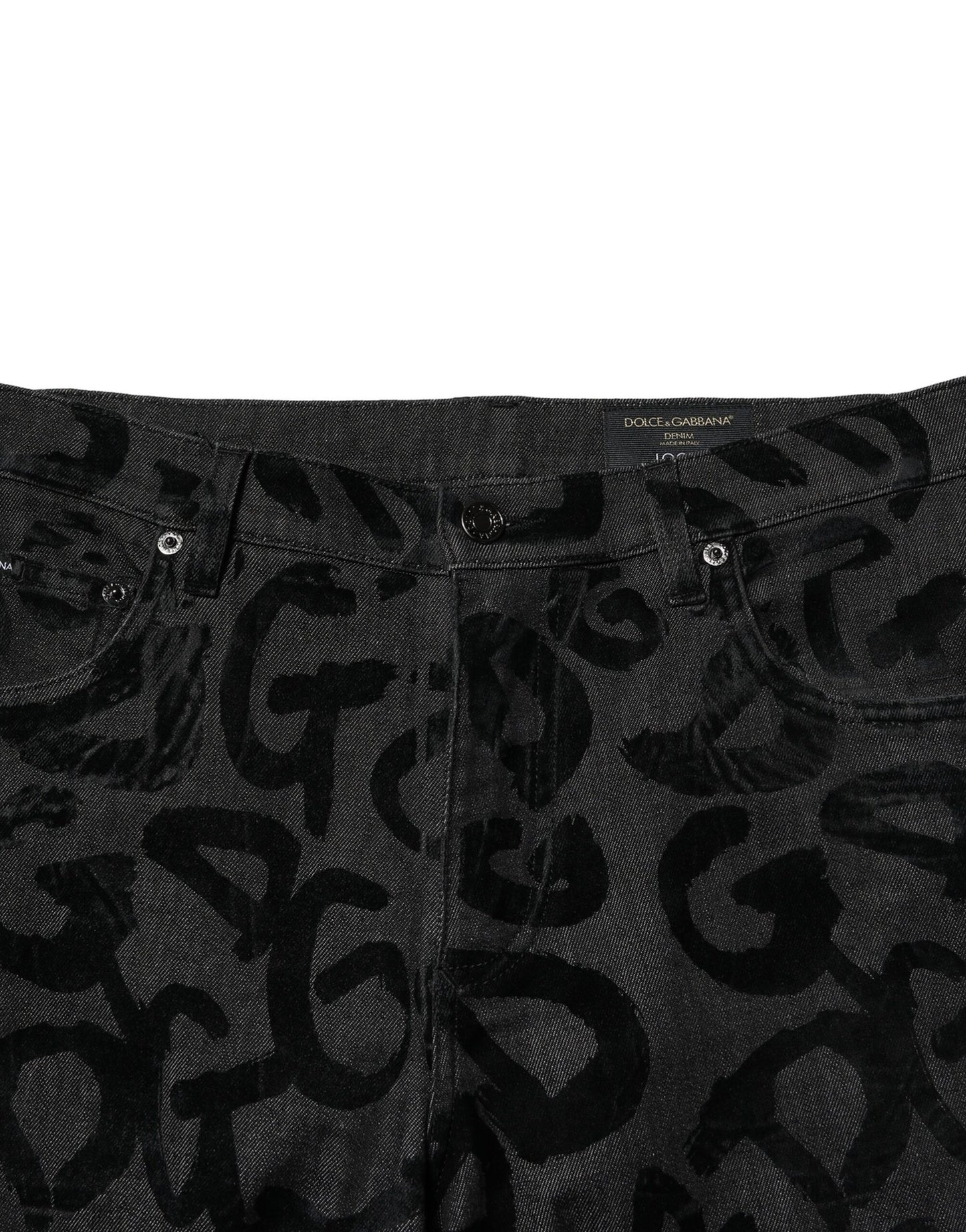 Dolce &amp; Gabbana Grå Bomull DG Logo Raka Herrjeans
