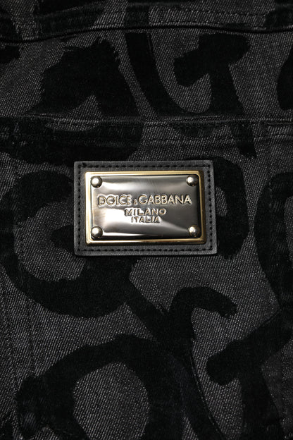 Dolce &amp; Gabbana Grå Bomull DG Logo Raka Herrjeans