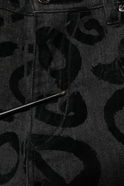 Dolce &amp; Gabbana Grå Bomull DG Logo Raka Herrjeans