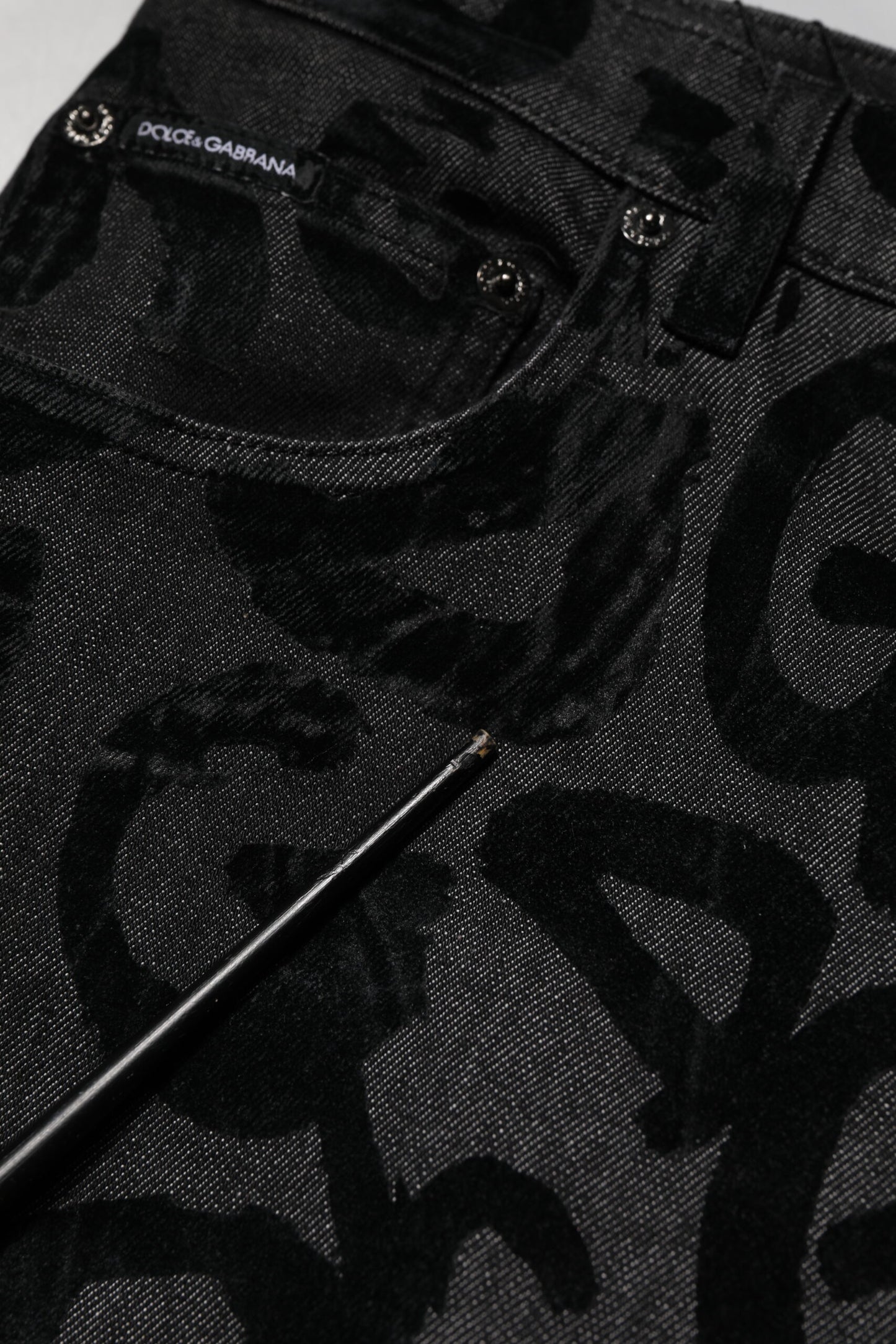 Dolce &amp; Gabbana Grå Bomull DG Logo Raka Herrjeans