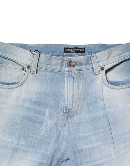 Dolce &amp; Gabbana Lyseblå Vasket Rett Passform Denim Jeans