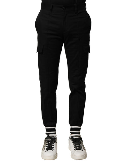 Dolce &amp; Gabbana svarte bomullsjoggebukser for menn