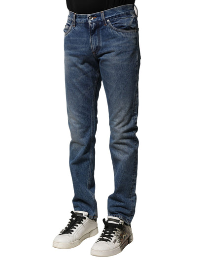 Dolce &amp; Gabbana Blå Bomull Stretch Slim Fit Herre Denim Jeans