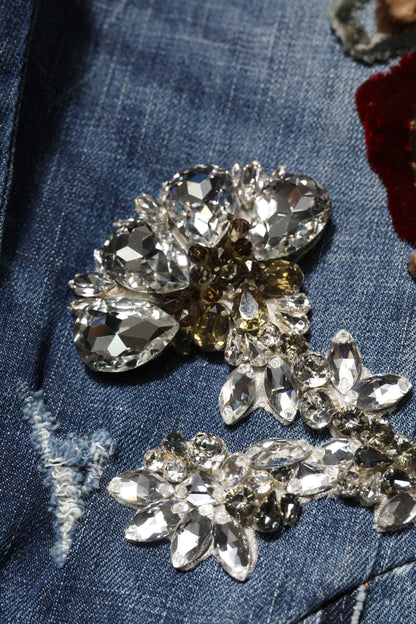 Dolce &amp; Gabbana Blå Bomulls Strassutsmyckade Denim Jeans