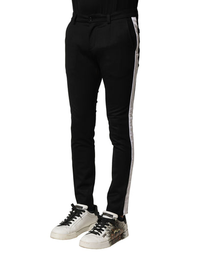 Dolce &amp; Gabbana Svarta Ull Herr Skinny Byxor Med Mellanhög Midja