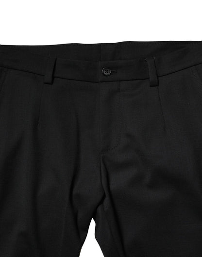 Dolce &amp; Gabbana Svarta Ull Herr Skinny Byxor Med Mellanhög Midja