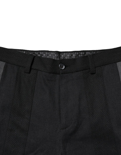 Dolce &amp; Gabbana Svarta Grå Bomull Avsmalnande Herrbyxor
