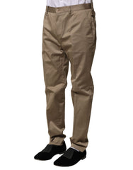 Dolce & Gabbana Brown Cotton Tapered Men Formal Pants