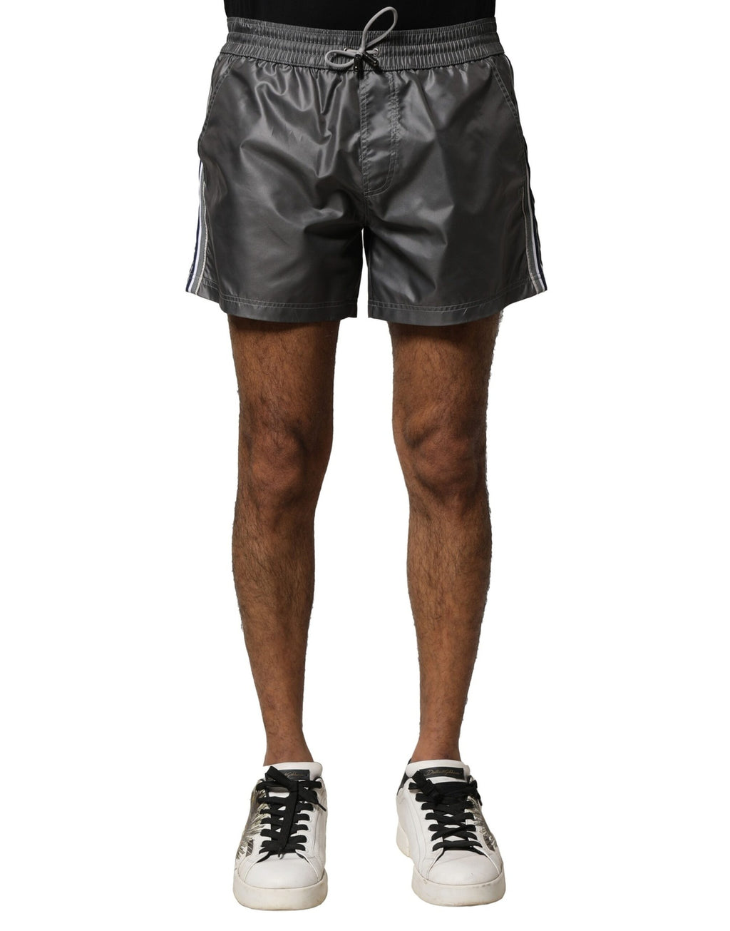 Grå polyester med medelhög midja, casual bermudashorts