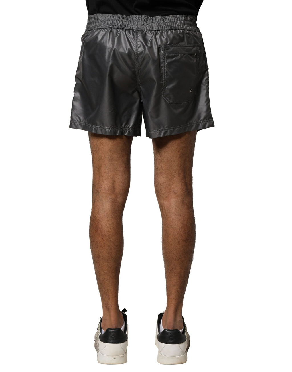 Grå polyester med medelhög midja, casual bermudashorts