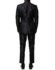 Dolce & Gabbana Black Jacquard 3 Piece Single Breasted Suit