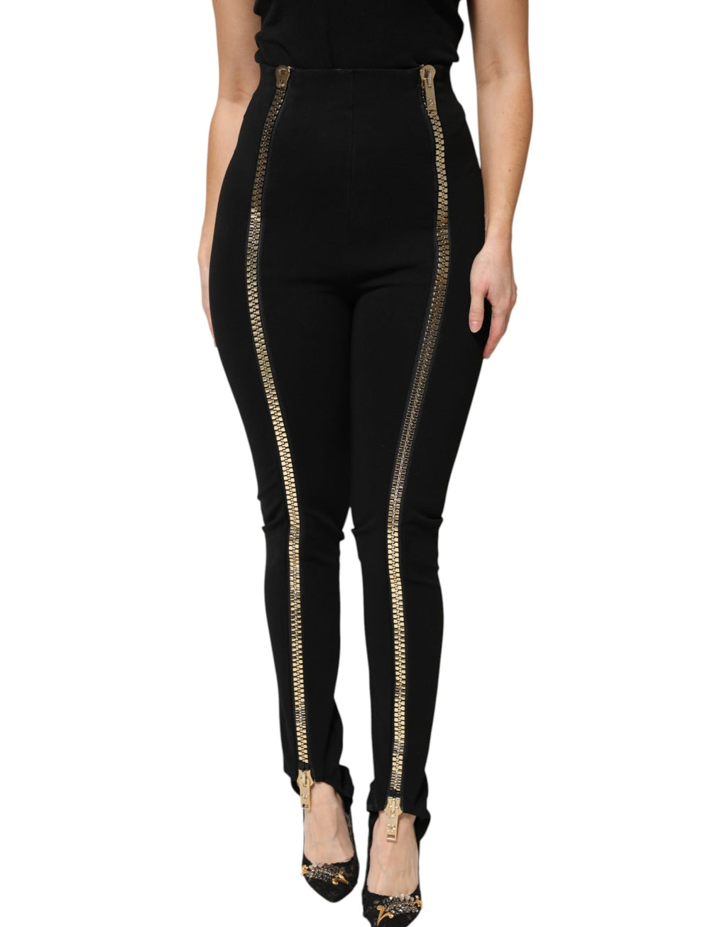 Svarta skinny byxor med hög midja