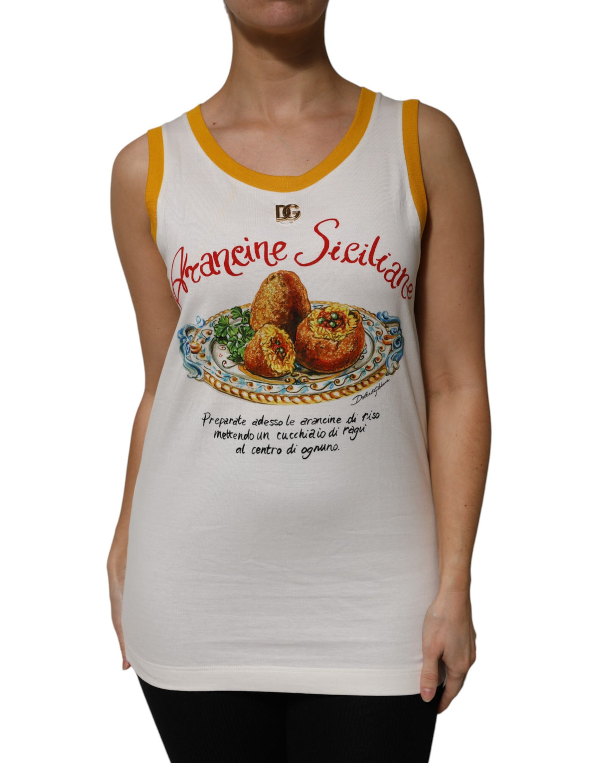 Dolce & Gabbana White Araneine Siciliane Sleeveless Tank Top