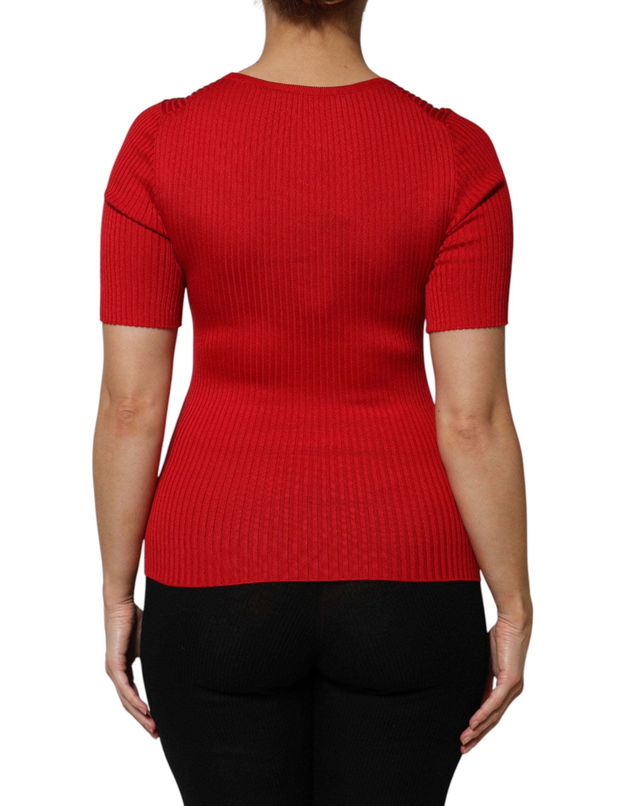 Dolce & Gabbana Red Round Neck Short Sleeves Pullover Top