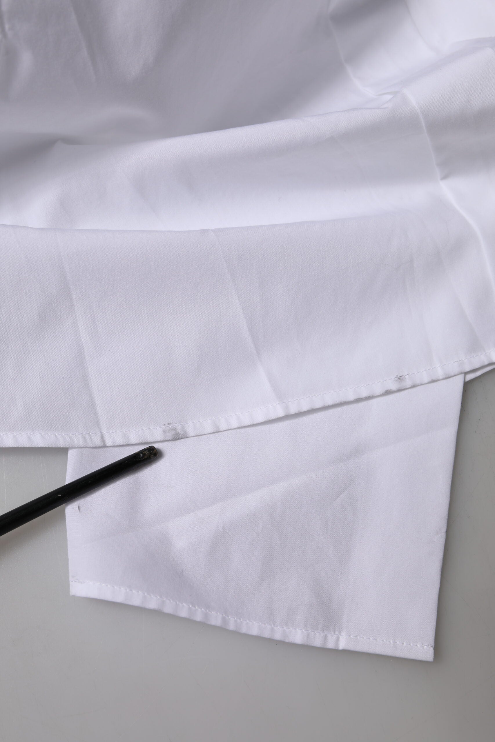 Dolce & Gabbana White Cotton Collared Short Sleeves Top