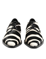 Dolce & Gabbana Black White Zebra Pony Fur Dress Shoes