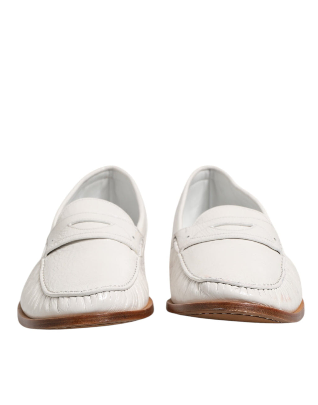 Vita läderloafers mockasiner slip-on skor