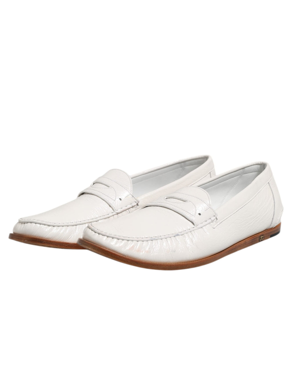 Vita läderloafers mockasiner slip-on skor