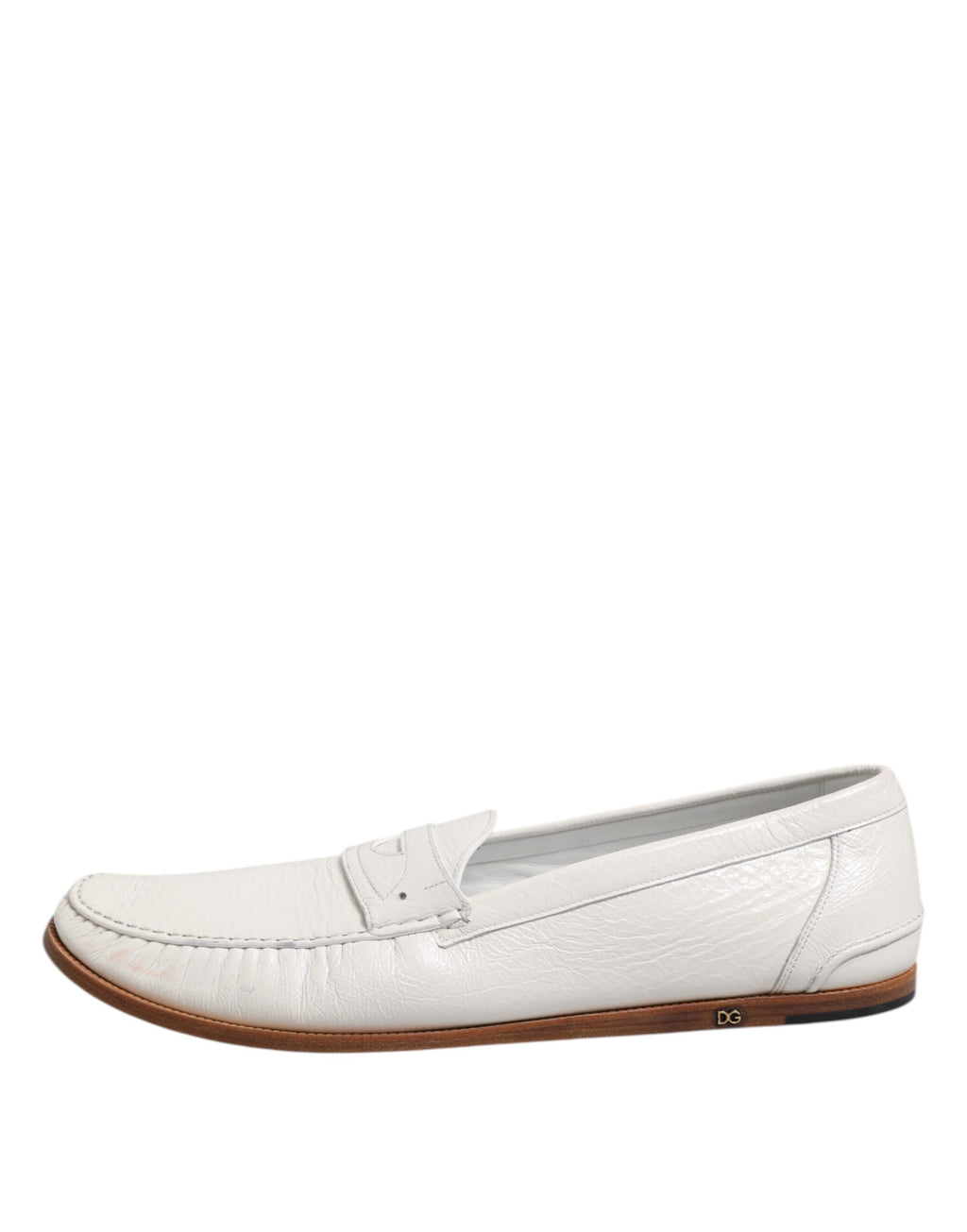 Vita läderloafers mockasiner slip-on skor
