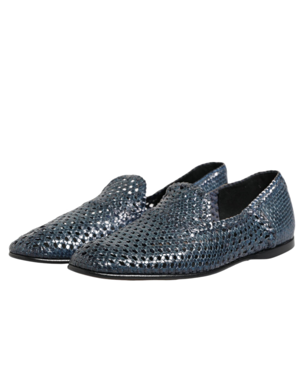 Blå vävda läder slip-on loafers