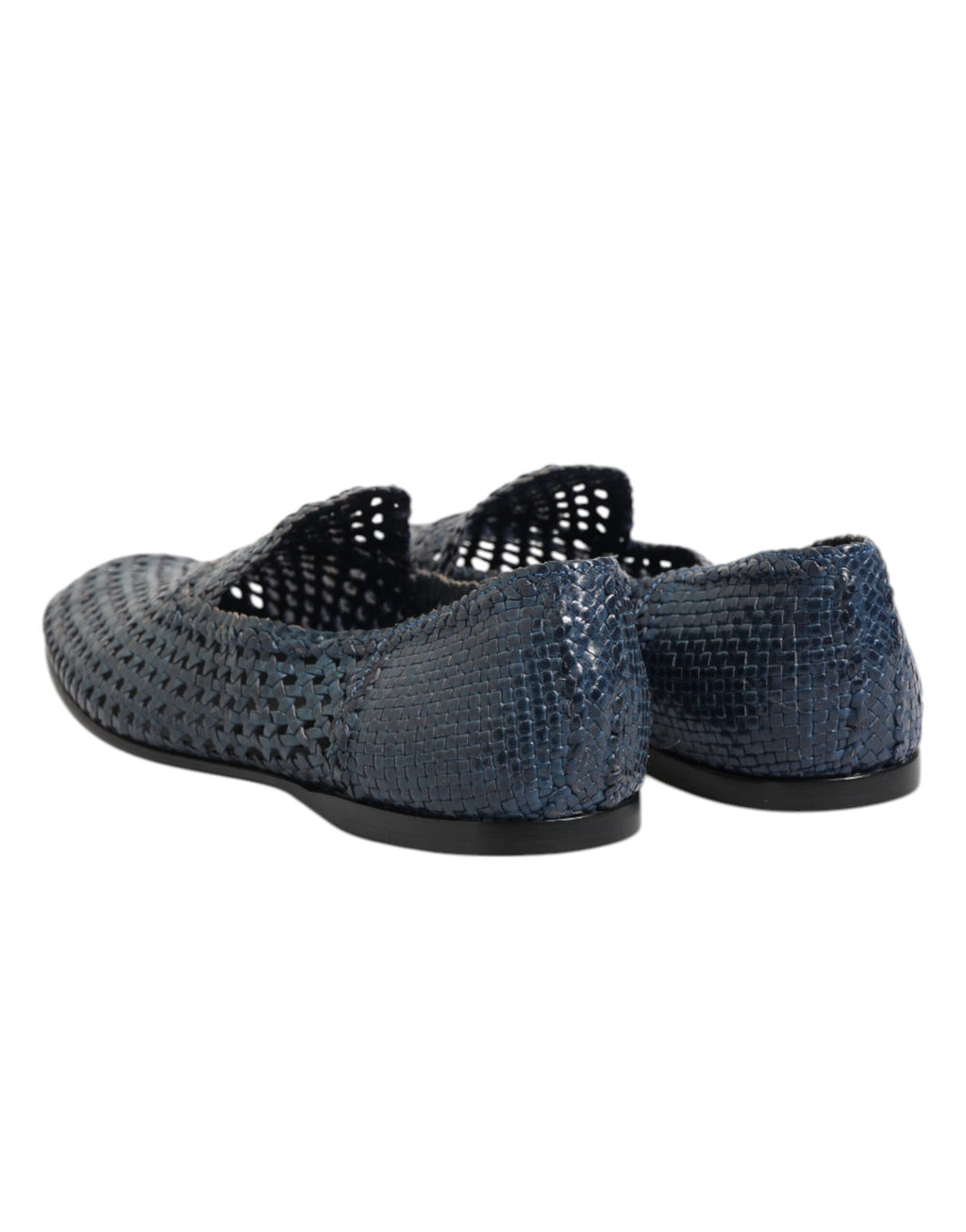 Blå vävda läder slip-on loafers