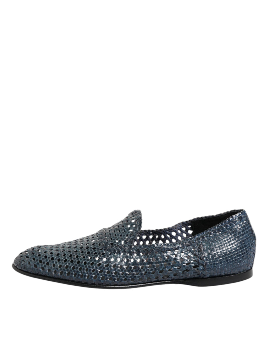 Blå vävda läder slip-on loafers