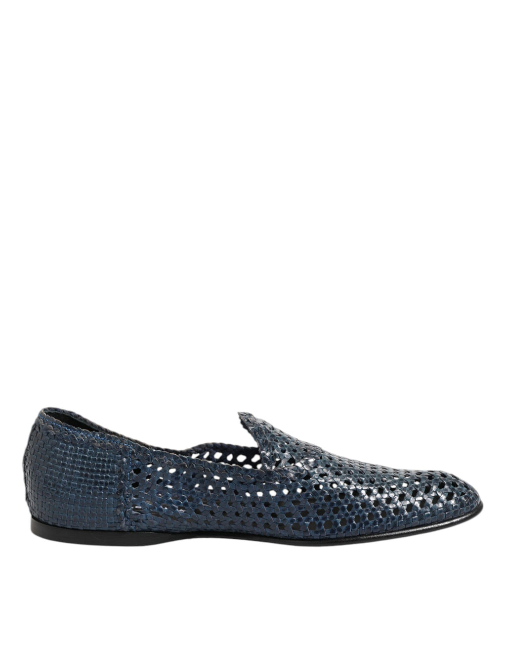 Blå vävda läder slip-on loafers