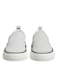 Dolce & Gabbana White Dotted Leather Slip On Men Sneakers Shoes