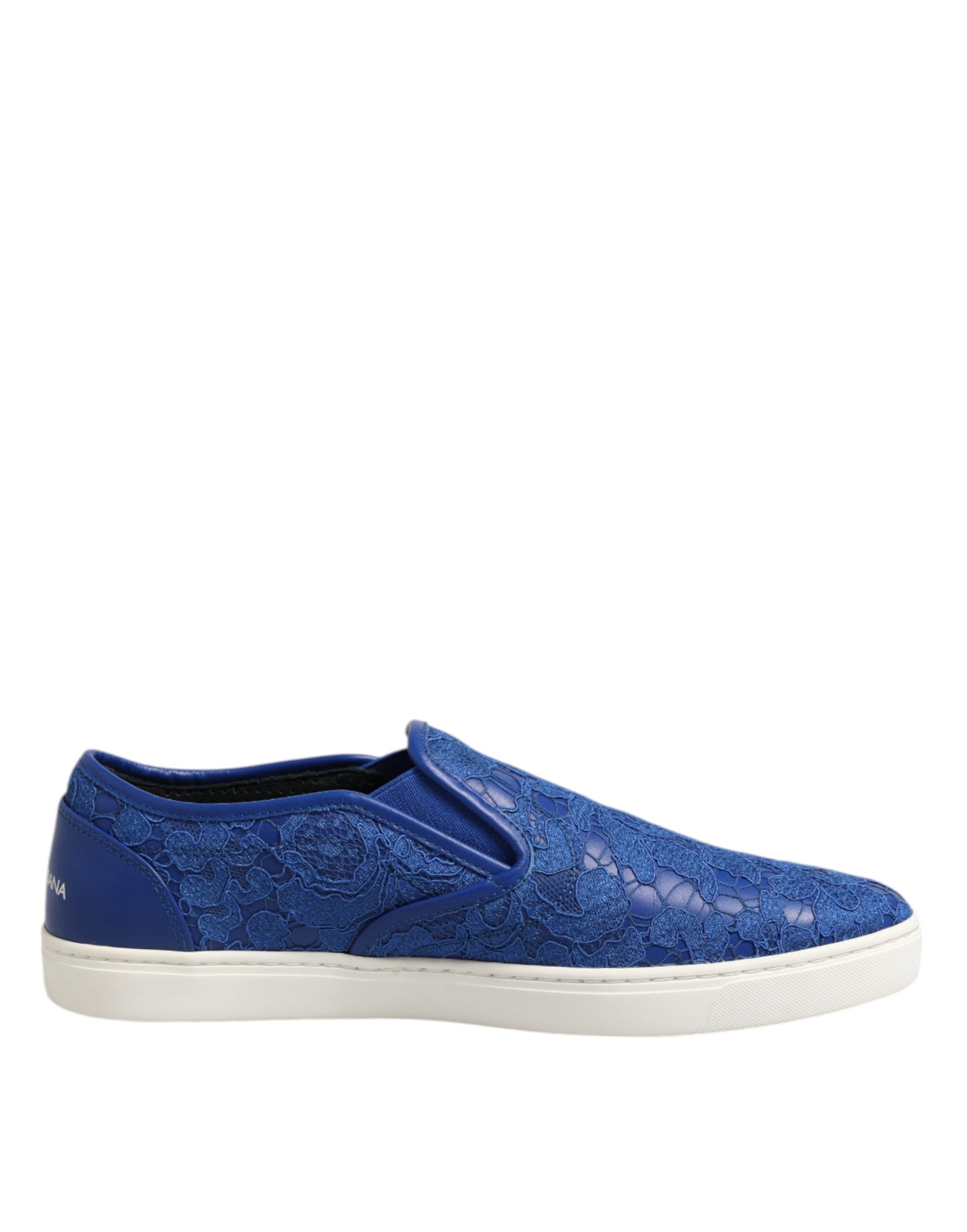 Dolce & Gabbana Blue Leather Lace Slip On Sneaker Shoes