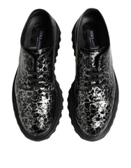 Dolce & Gabbana Black White Calfskin Chunky Derby Shoes