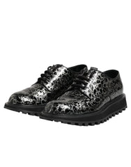 Dolce & Gabbana Black White Calfskin Chunky Derby Shoes