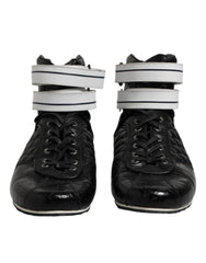 Dolce & Gabbana Black Quilted Leather Lace Up Sneakers Shoes