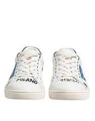 Dolce & Gabbana White Leather Printed Low Top Sneakers Shoes